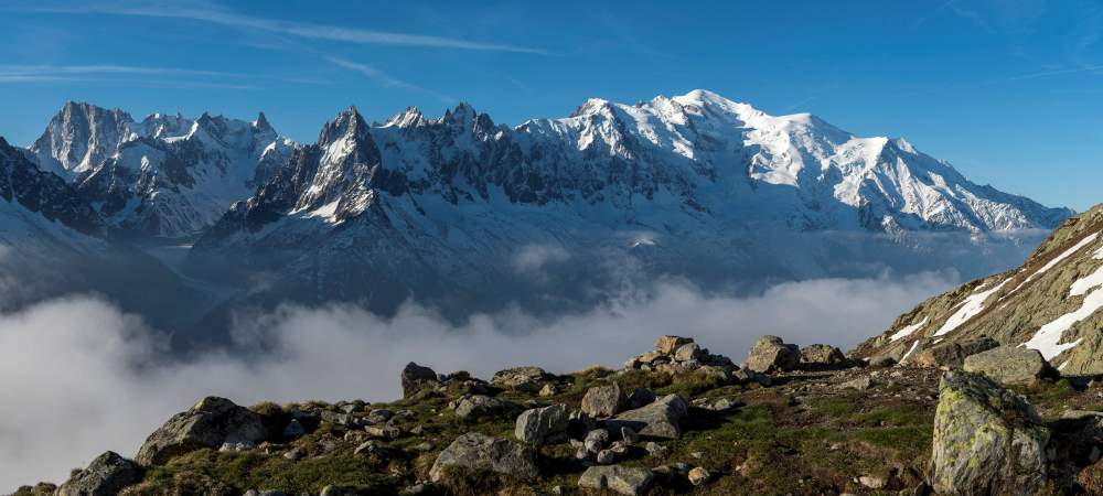 Tour du Mont Blanc, panorama sur les glaciers